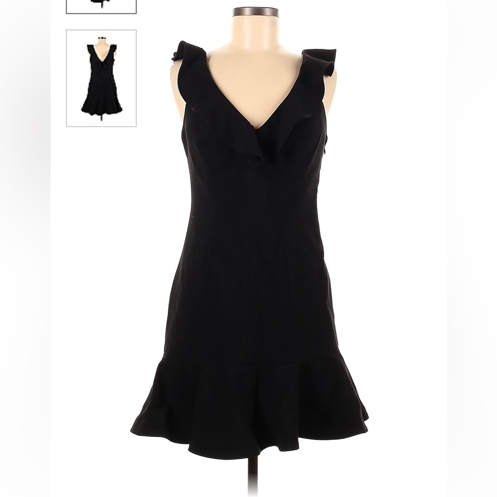 Likely NYC black cocktail dress with ruffle
